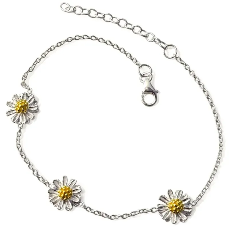 Pulsera de Flor Eguzkilore en Plata de Ley 925m de 16 cm. detalle  8