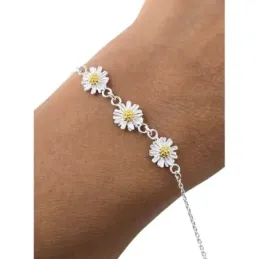 Pulsera de Flor Eguzkilore en Plata de Ley 925m de 16 cm. detalle 3 f