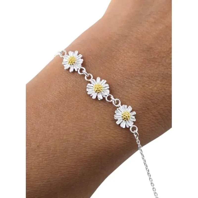 Pulsera de Flor Eguzkilore en Plata de Ley 925m de 16 cm. detalle 3 f