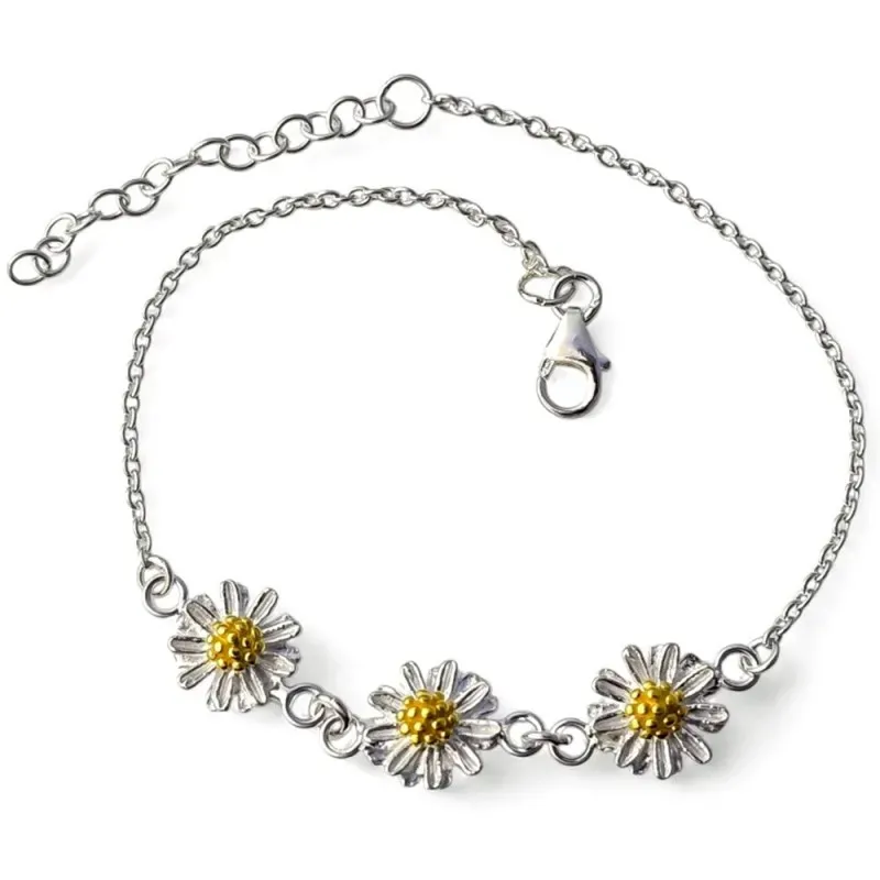 Pulsera de Flor Eguzkilore en Plata de Ley 925m de 16 cm. detalle 3 f