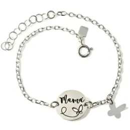Pulsera en Plata de Ley 925m de 16.5 cm. disco de 14 mm. mensaje MAMÁ