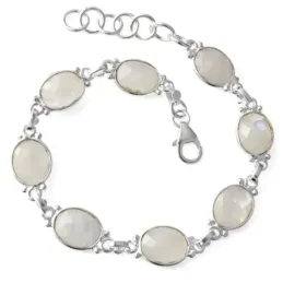 Pulsera en Plata de Ley 925m de 17 cm. con piedras de luna de 10 x 9