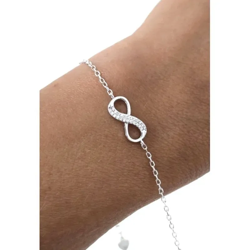Pulsera en Plata de Ley 925m de 16.5 cm. cadena forzada con símbolo i