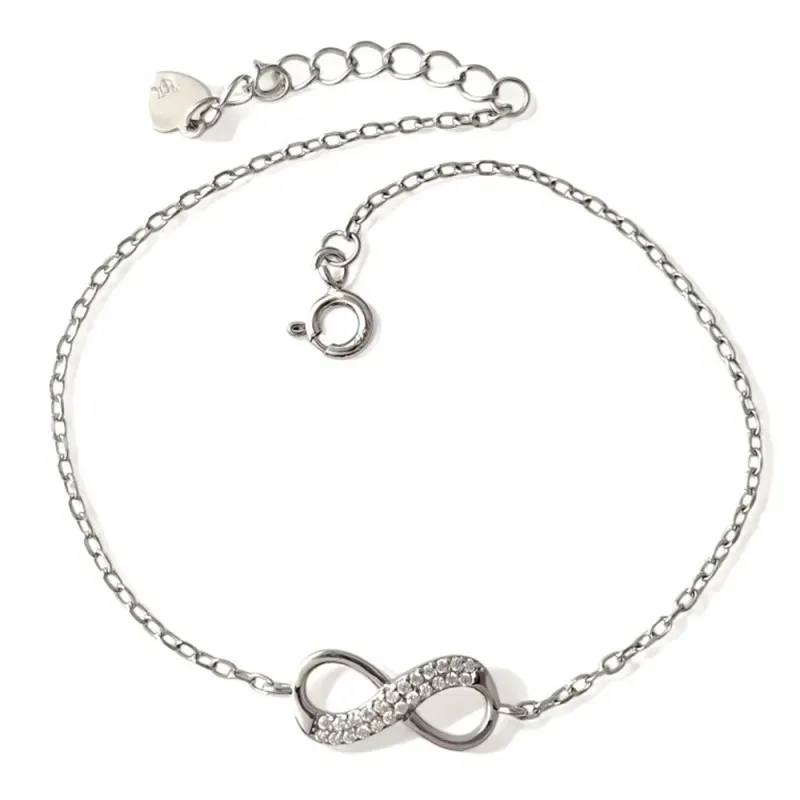 Pulsera en Plata de Ley 925m de 16.5 cm. cadena forzada con símbolo i