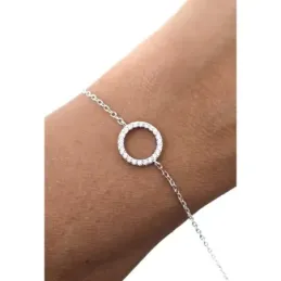 Pulsera en Plata de Ley 925m cadena forzada de 16 cm. detalle Karma 1