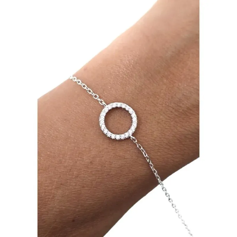 Pulsera en Plata de Ley 925m cadena forzada de 16 cm. detalle Karma 1
