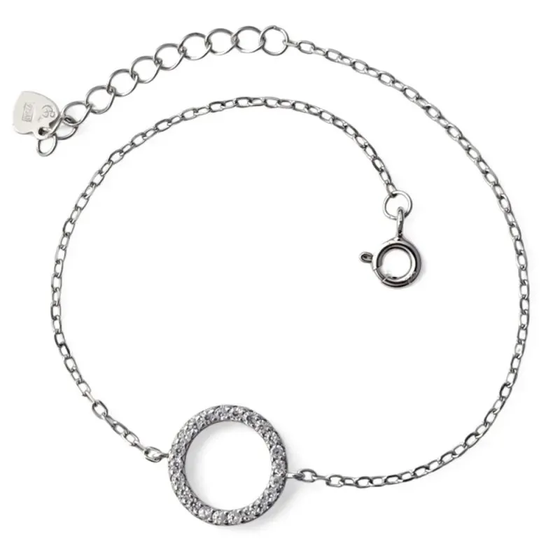 Pulsera en Plata de Ley 925m cadena forzada de 16 cm. detalle Karma 1