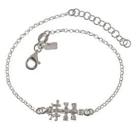 Cruz de Caravaca Pulsera en Plata de Ley 925m cadena rolo de 16.5 cm.