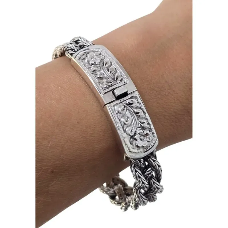 Pulsera Rígida Trenzada en Plata de Ley 925m brazalete de 60 mm. diám