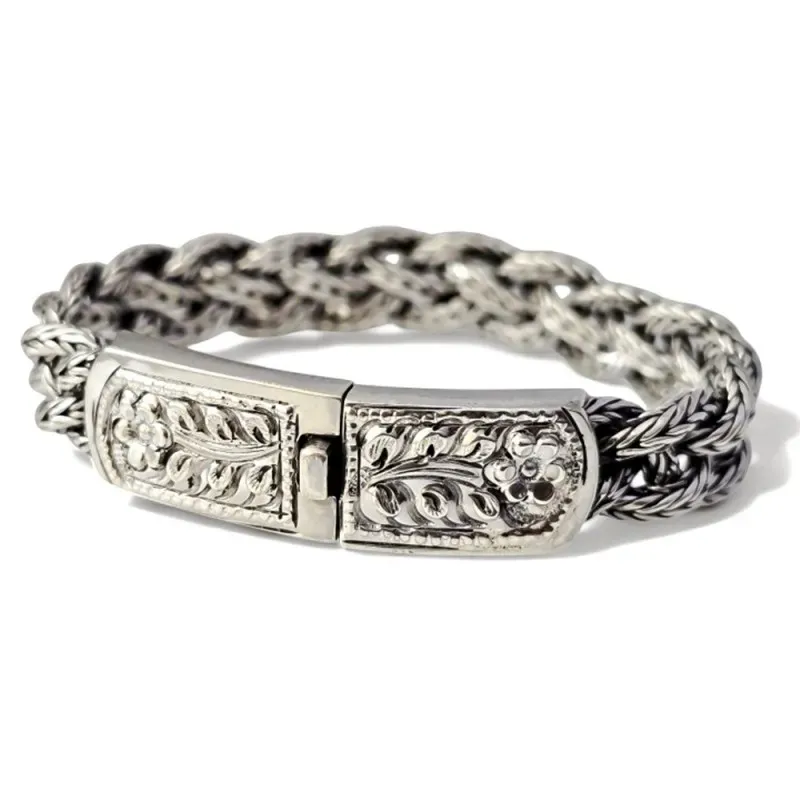 Pulsera Rígida Trenzada en Plata de Ley 925m brazalete de 60 mm. diám
