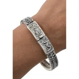 Pulsera Rígida Brazalete en Plata de Ley 925m trenzada de 60 mm. y 10