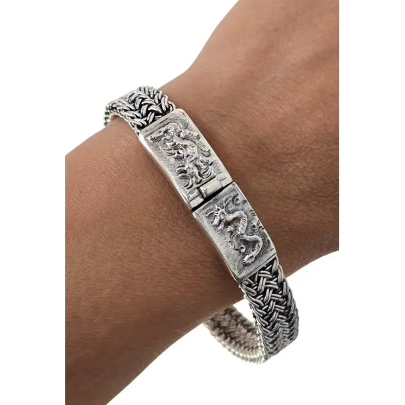 Pulsera Rígida Brazalete en Plata de Ley 925m trenzada de 60 mm. y 10