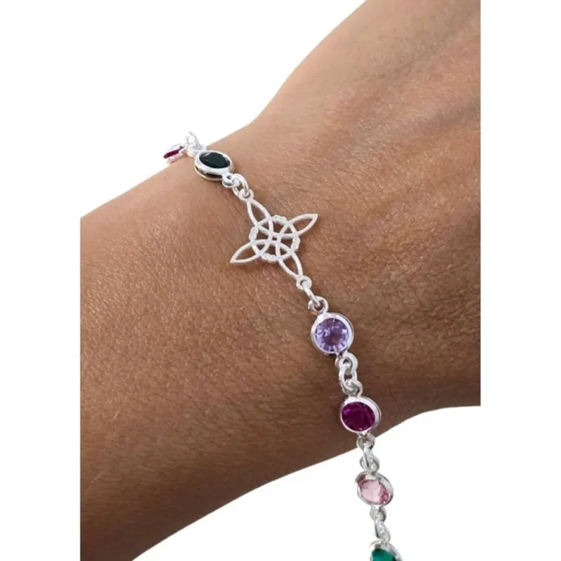 Nudo de Bruja Pulsera en Plata de Ley 925m de 17 cm. con circonitas c