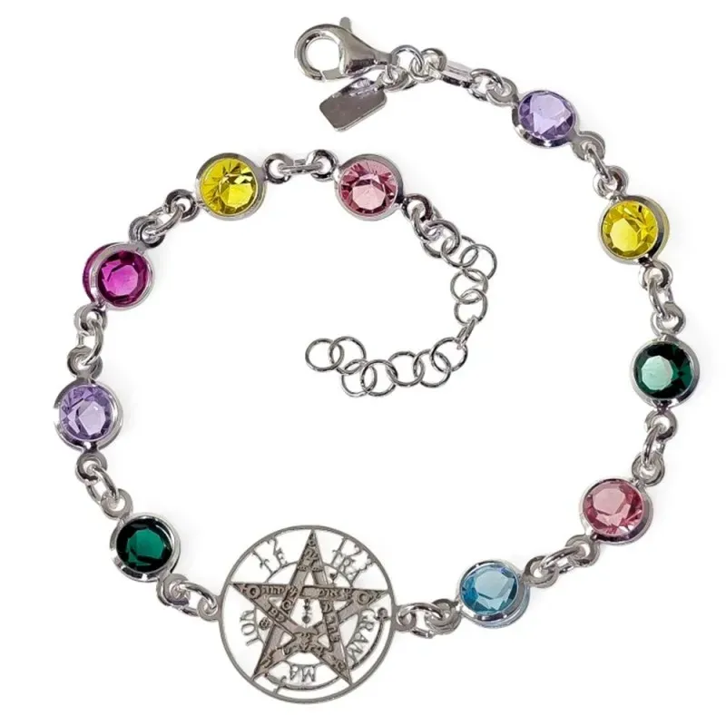 Tetragramatón Pulsera en Plata de Ley 925m de 17 cm. con circonitas c
