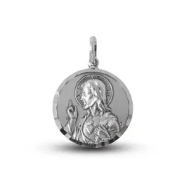 Medalla plata Ley 925m Escapulario 21mm. Corazón de Jesús [AB7124]