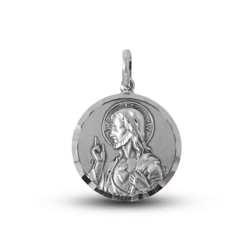 Medalla plata Ley 925m Escapulario 21mm. Corazón de Jesús [AB7124]