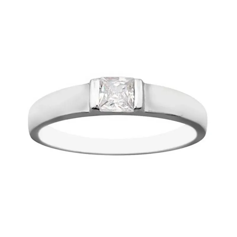 Sortija plata Ley 925m lisa centro circonita 3.5mm. [AB4141]