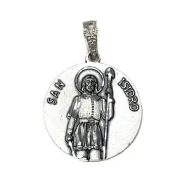 Medalla Plata Ley 925m San Isidro Labrador 22mm. [AB9266GR]