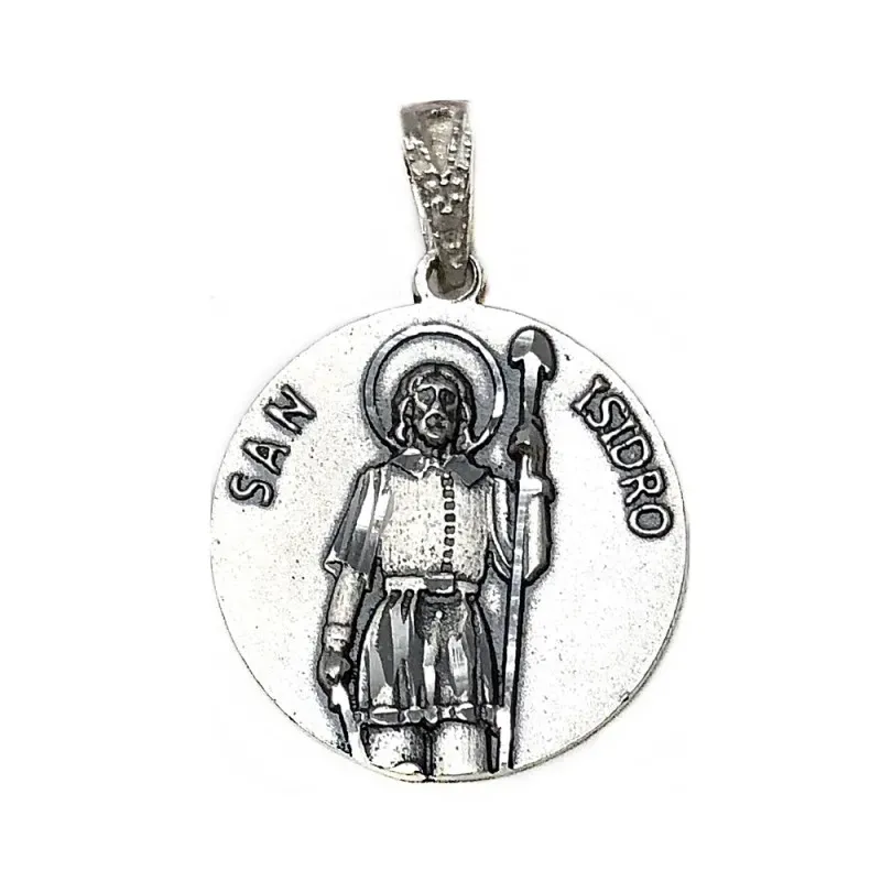 Medalla Plata Ley 925m San Isidro Labrador 22mm. [AB9266GR]