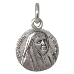 Medalla plata Ley 925m Sor Ángela de la Cruz 13mm. maciza redonda det