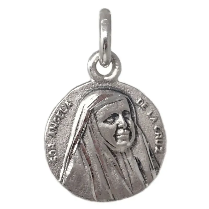 Medalla plata Ley 925m Sor Ángela de la Cruz 13mm. maciza redonda det