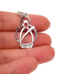 Virgen de la Cabeza colgante plata Ley 925m calada 30 mm. silueta mod