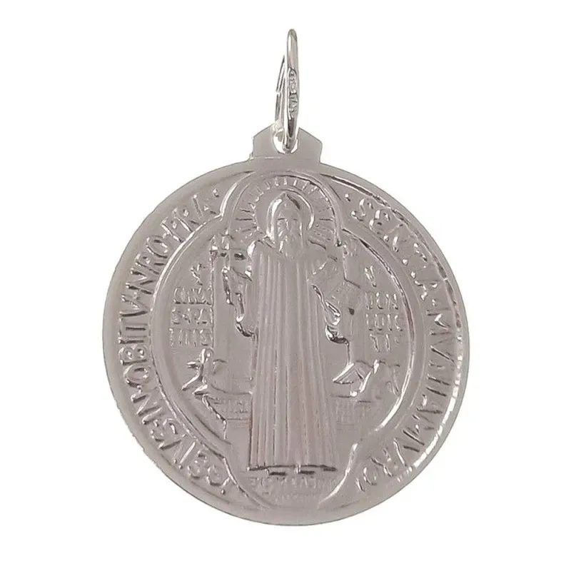 San Benito medalla plata Ley 925m unisex 30 mm.