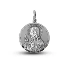 Corazón de Jesús Virgen del Carmen Medalla Escapulario Plata Ley 925m