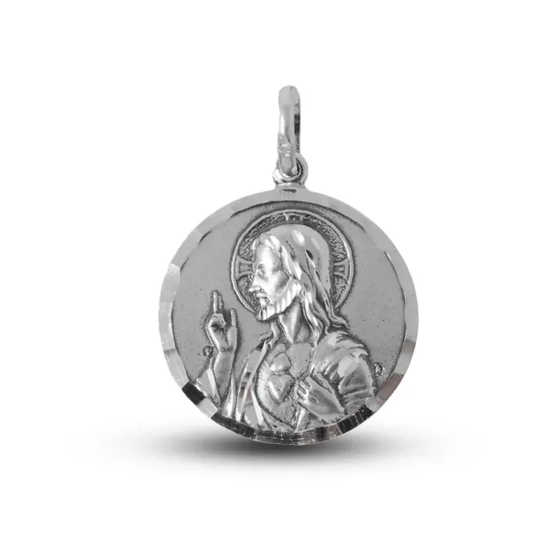 Corazón de Jesús Virgen del Carmen Medalla Escapulario Plata Ley 925m
