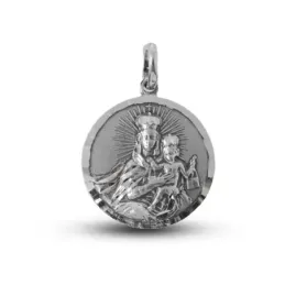 Corazón de Jesús Virgen del Carmen Medalla Escapulario Plata Ley 925m