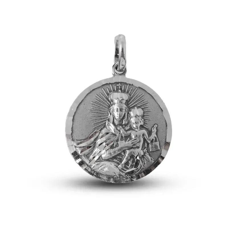 Corazón de Jesús Virgen del Carmen Medalla Escapulario Plata Ley 925m