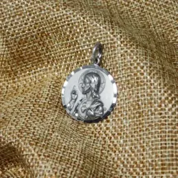 Corazón de Jesús Virgen del Carmen Medalla Escapulario Plata Ley 925m