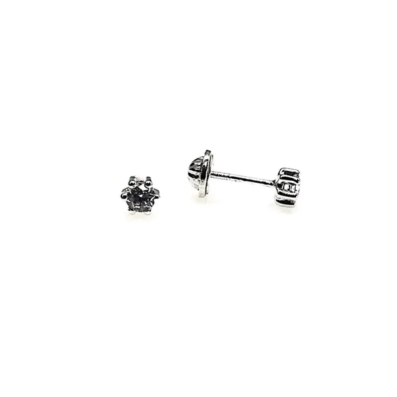 Pendientes plata Ley 925m garra circonita 3mm. [AB1526]