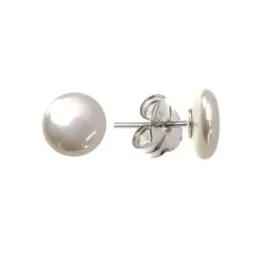 Pendientes plata Ley 925m perla shell plana 10mm. [AB1370]