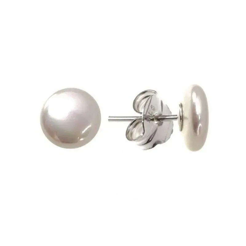 Pendientes plata Ley 925m perla shell plana 10mm. [AB1370]