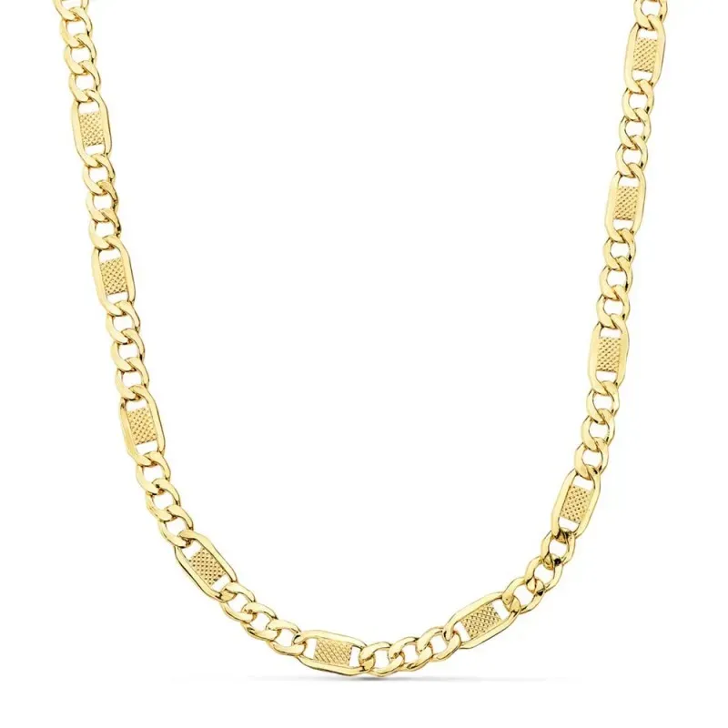 Cadena oro 18k barbada combinada 50cm. 5mm. 11,85gr. [7239]