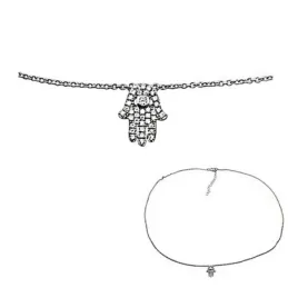 Colgante y cadena plata ley 925m. mano Fátima 40cm. [8909]