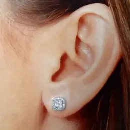 Pendientes plata Ley 925m. rodiada hexágonos 5mm. circonitas [AA3976]
