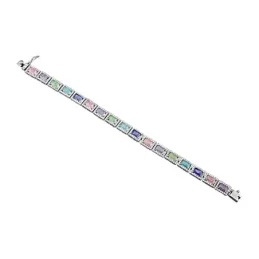 Pulsera plata Ley 925m. rodiada rectángulos colores [AA4203]