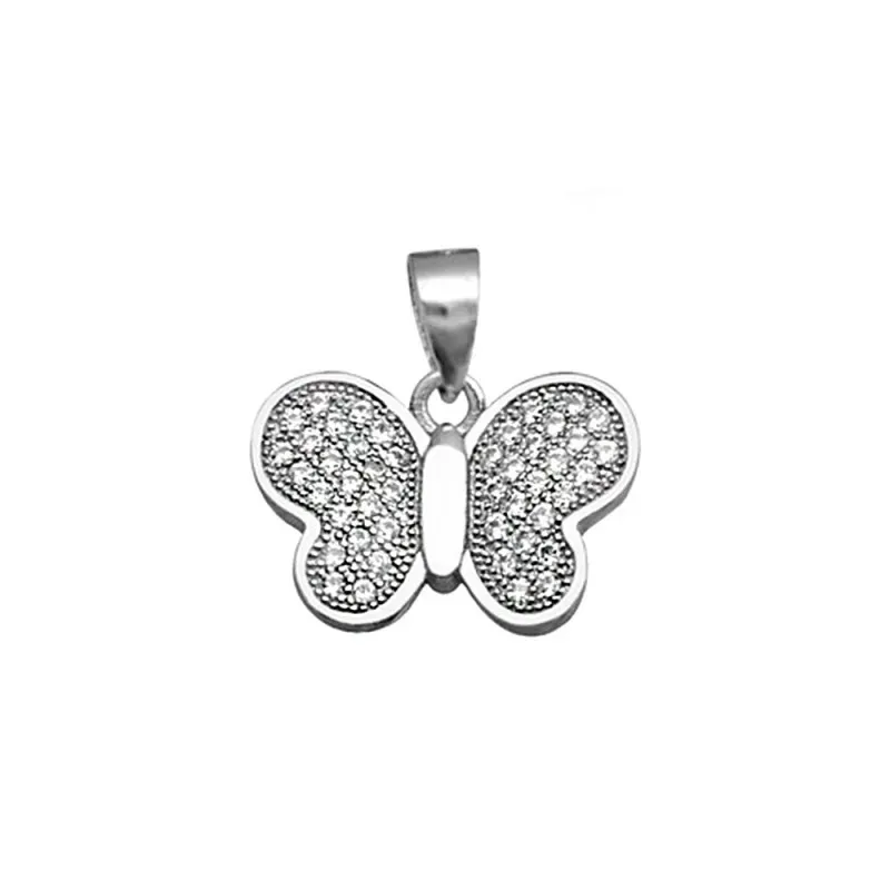 Colgante plata Ley 925m. rodiada mariposa circonitas [AA3006]