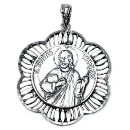 Medalla plata ley 925m San Judas Tadeo 30mm. cerco rombos [AA9815]
