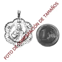 Medalla plata ley 925m San Judas Tadeo 30mm. cerco rombos [AA9815]
