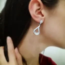 Pendientes plata Ley 925m largos novia circonitas baguet  [AB6486]