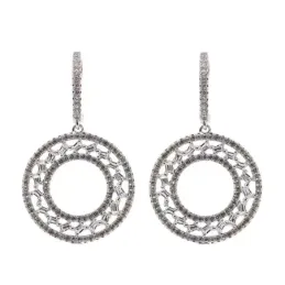 Pendientes plata Ley 925m largos circonitas baguet [AB6487]