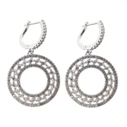 Pendientes plata Ley 925m largos circonitas baguet [AB6487]