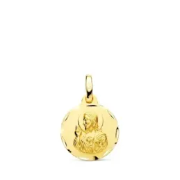 Corazón de Jesús Medalla en Oro de 9k con14 mm. y borde tallado