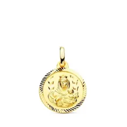 Virgen del Carmen Medalla en Oro 9k de 16 mm. con borde tallado helic