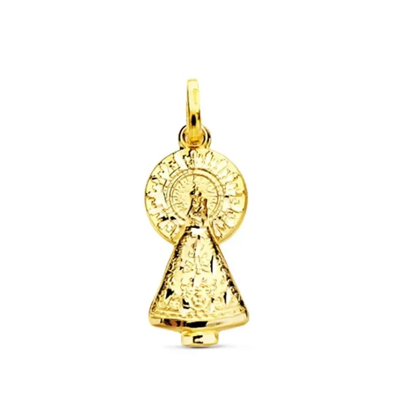 Virgen del Pilar Colgante Silueta en 9k de 25 mm.