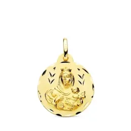 Escapulario Virgen del Carmen Corazón de Jesús 9k de 20 mm. con borde