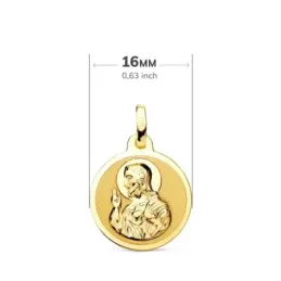 Escapulario Virgen del Carmen Corazón de Jesús Medalla en Oro 9k de 1
